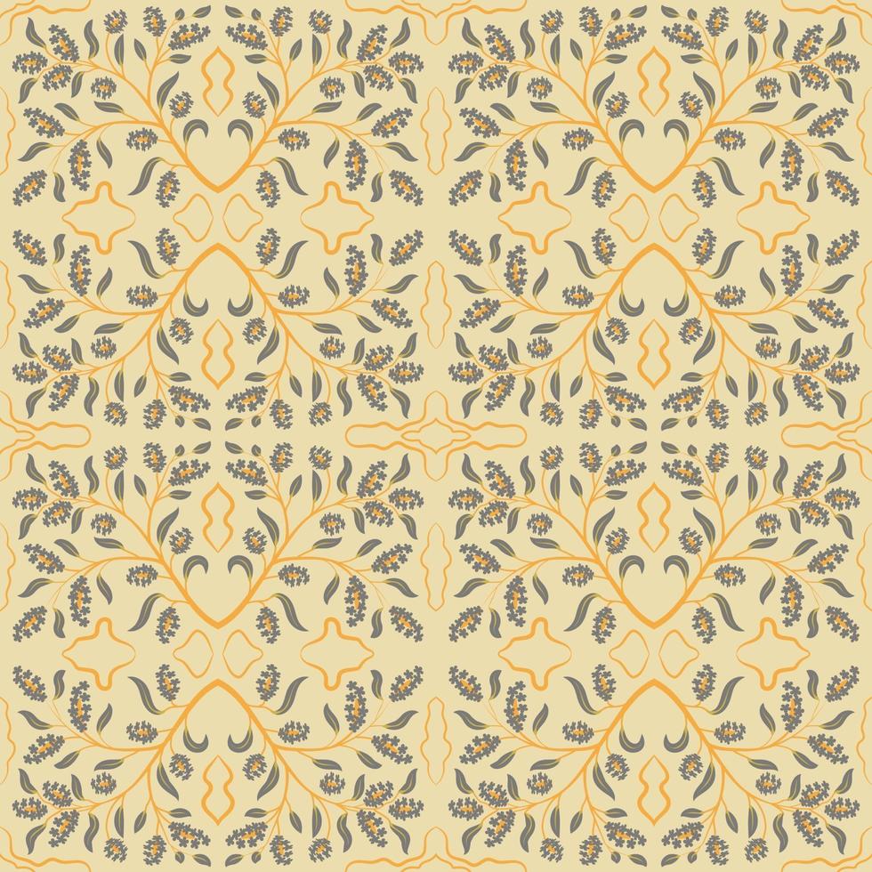 Floral folk damask pattern vector