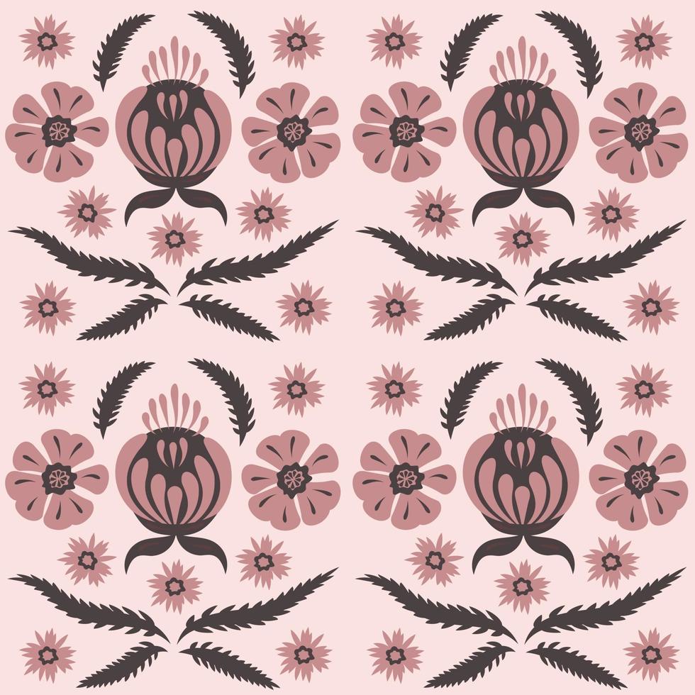 Folk flowers art pattern vector