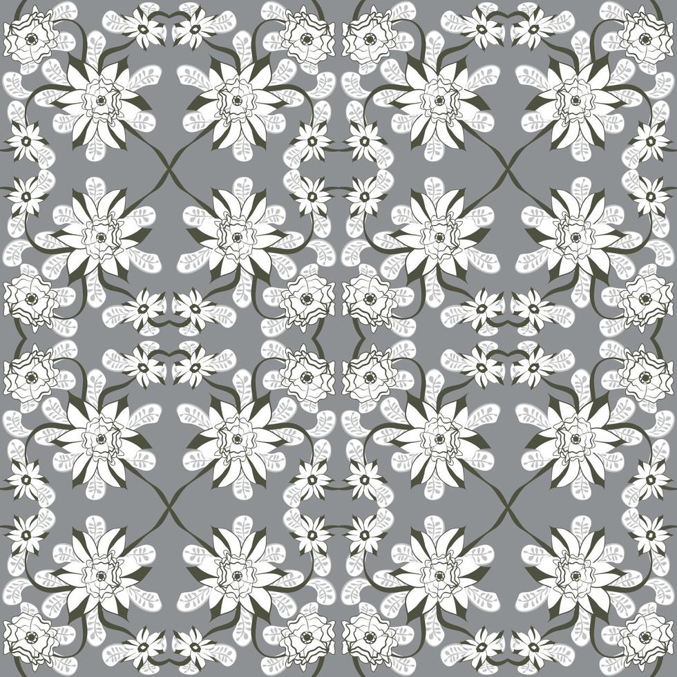 Folk flowers art pattern vector