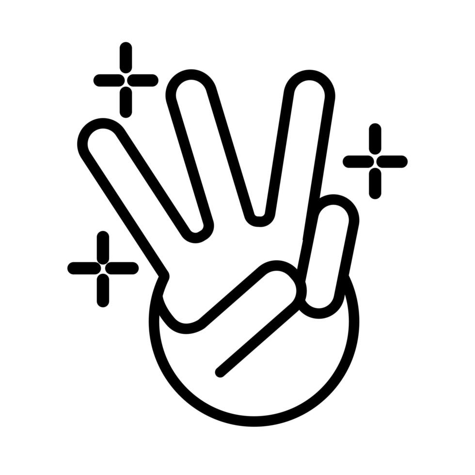 three hand signal line style vector