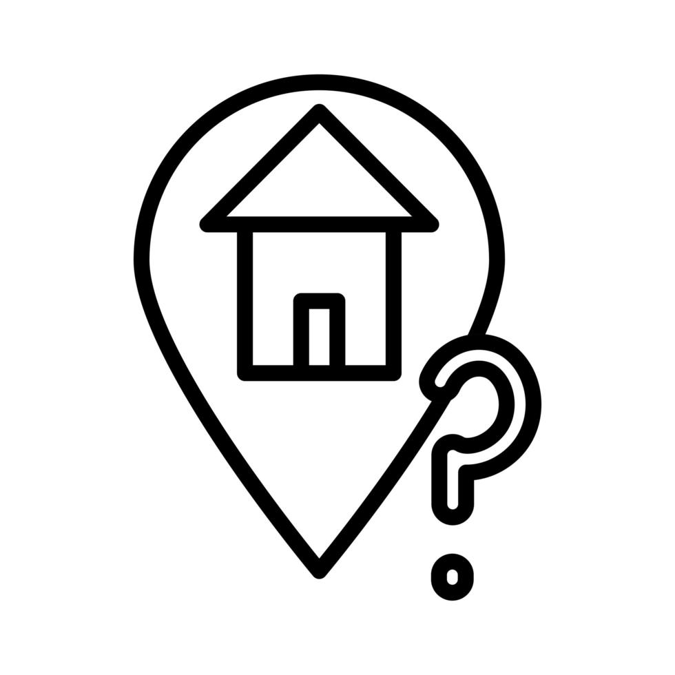 home location with interrogation singn line style icon vector