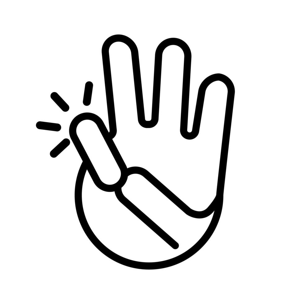 three hand signal line style vector