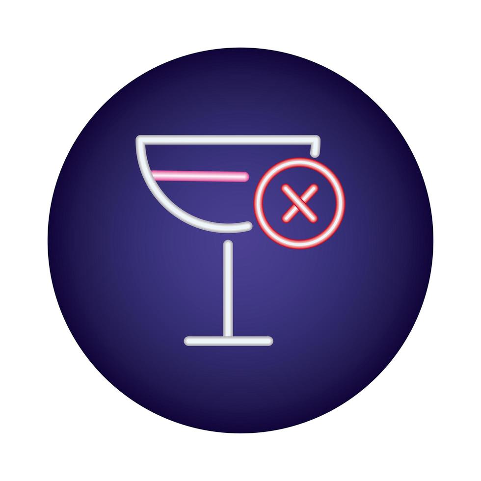 icono de estilo de luz de neón de copa de vino vector