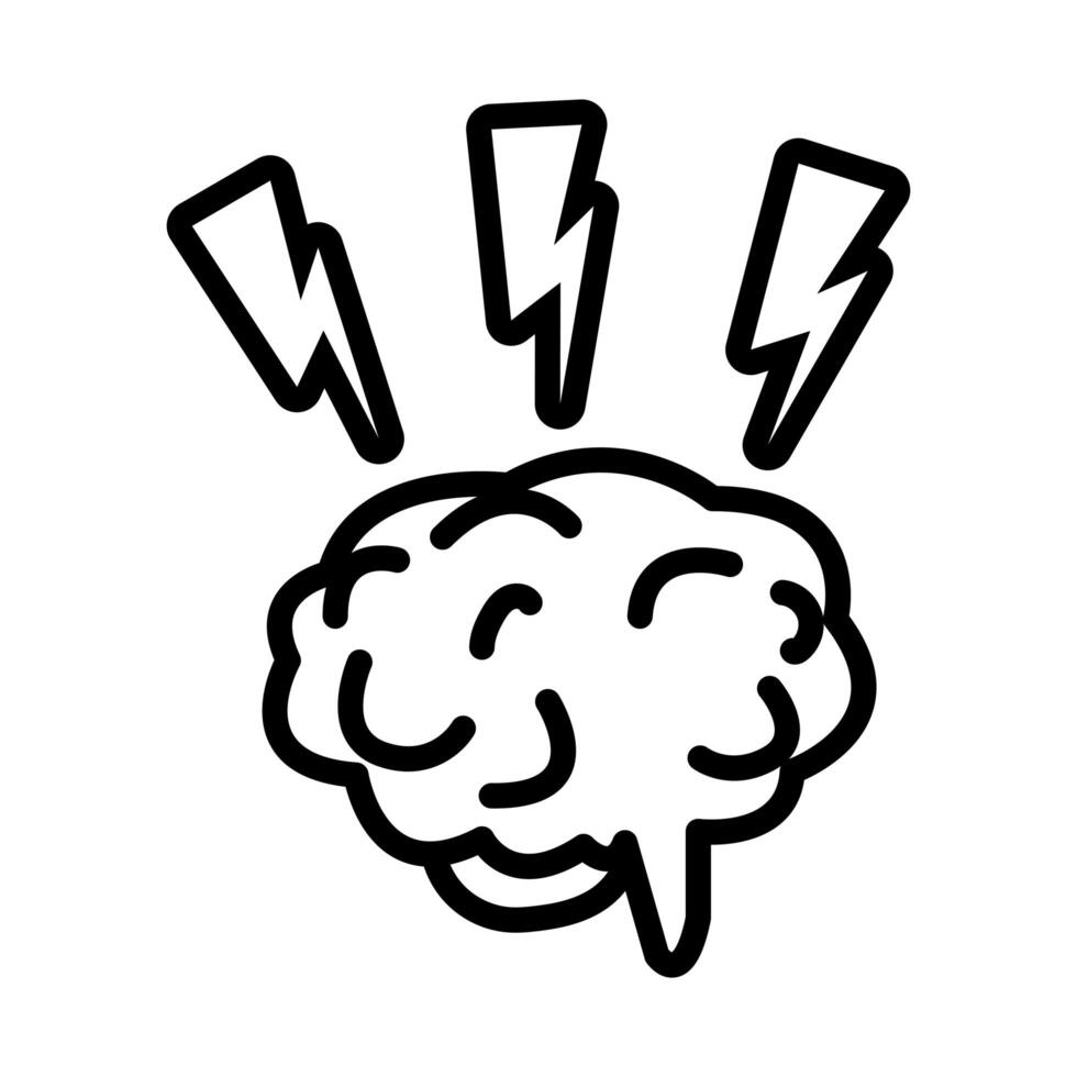 brain human with rays line style icon vector