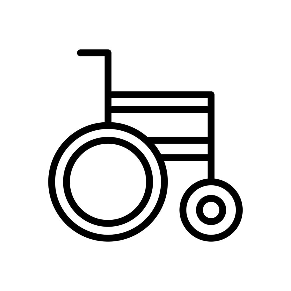 icono de estilo de línea médica en silla de ruedas vector