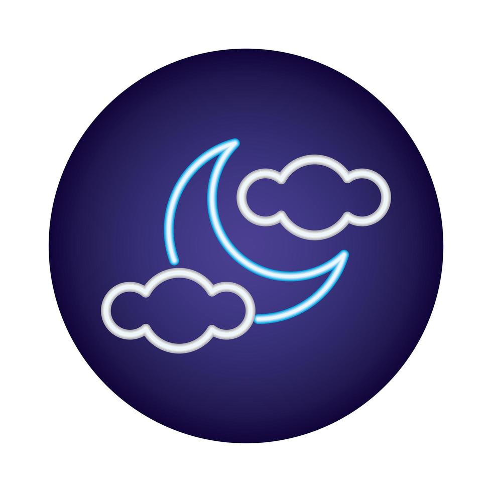 moon night with cloud neon light style icon vector