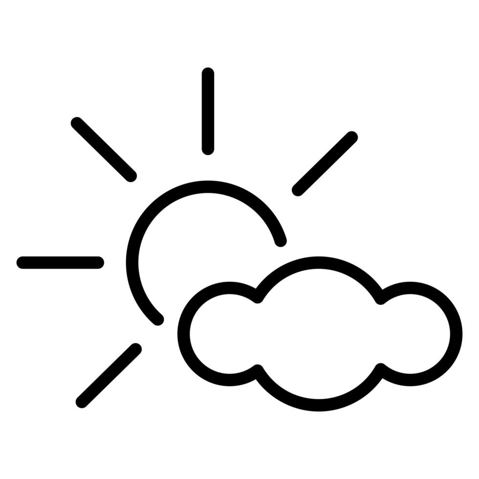 sun star with cloud line style icon vector