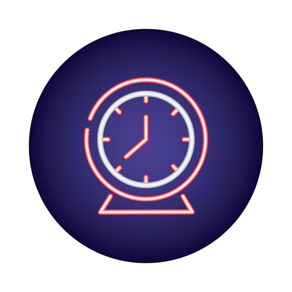 reloj de tiempo reloj icono de estilo de luz de neón vector