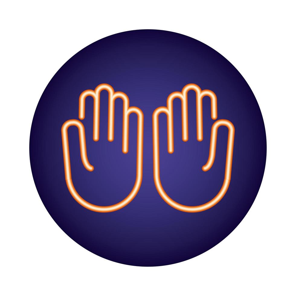 ten hands signal neon light style vector