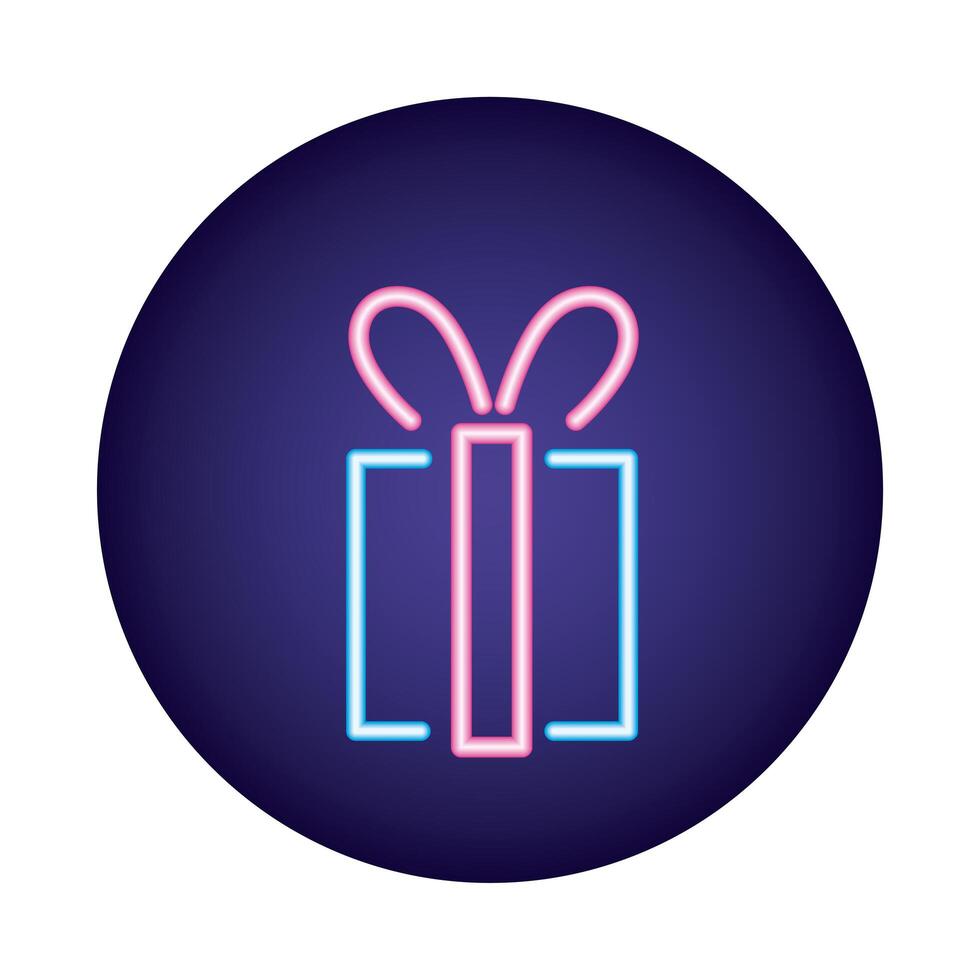 gift box neon light style icon vector