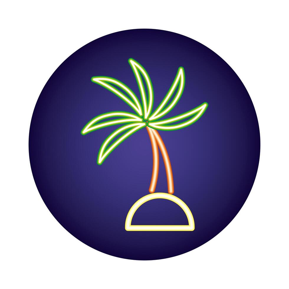 icono de estilo de luz de neón de palma de árbol vector