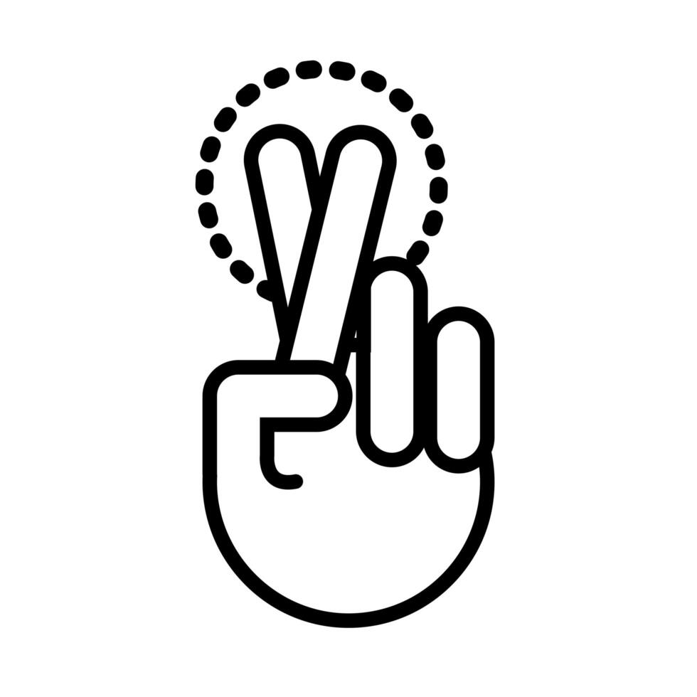 hand crossing fingers signal line style vector