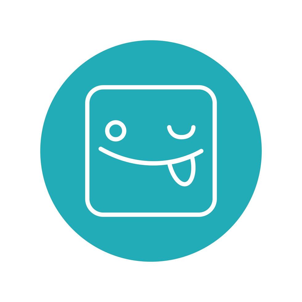 icono de estilo de línea de cara loca emoji cuadrado vector