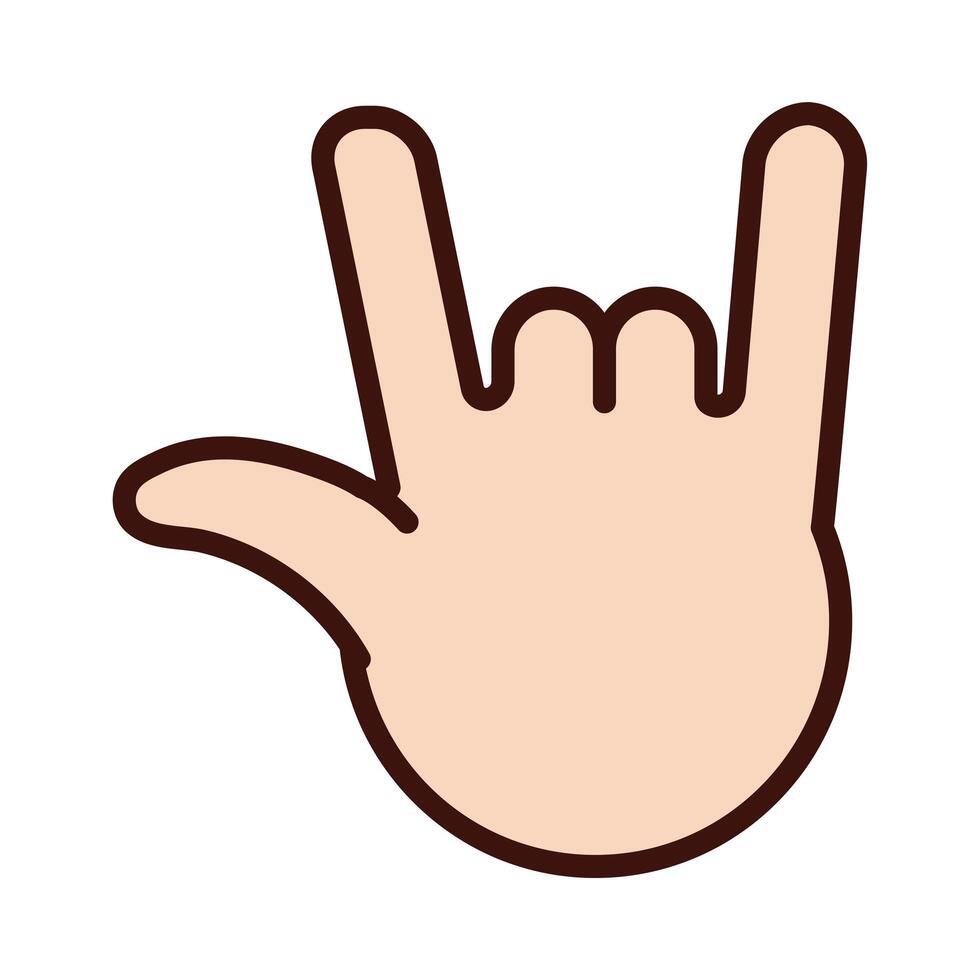 línea de señal de mano de rock and roll y estilo de relleno vector