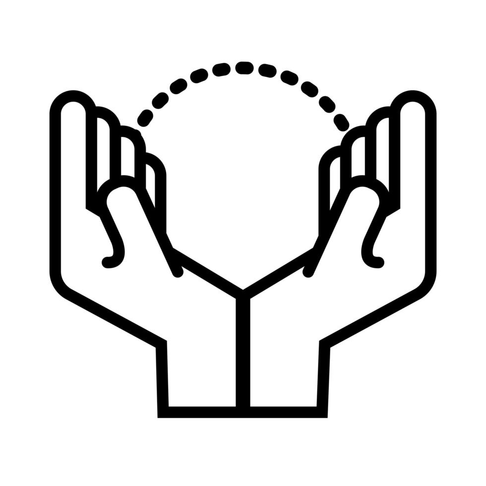 manos levantando estilo de línea de señal vector