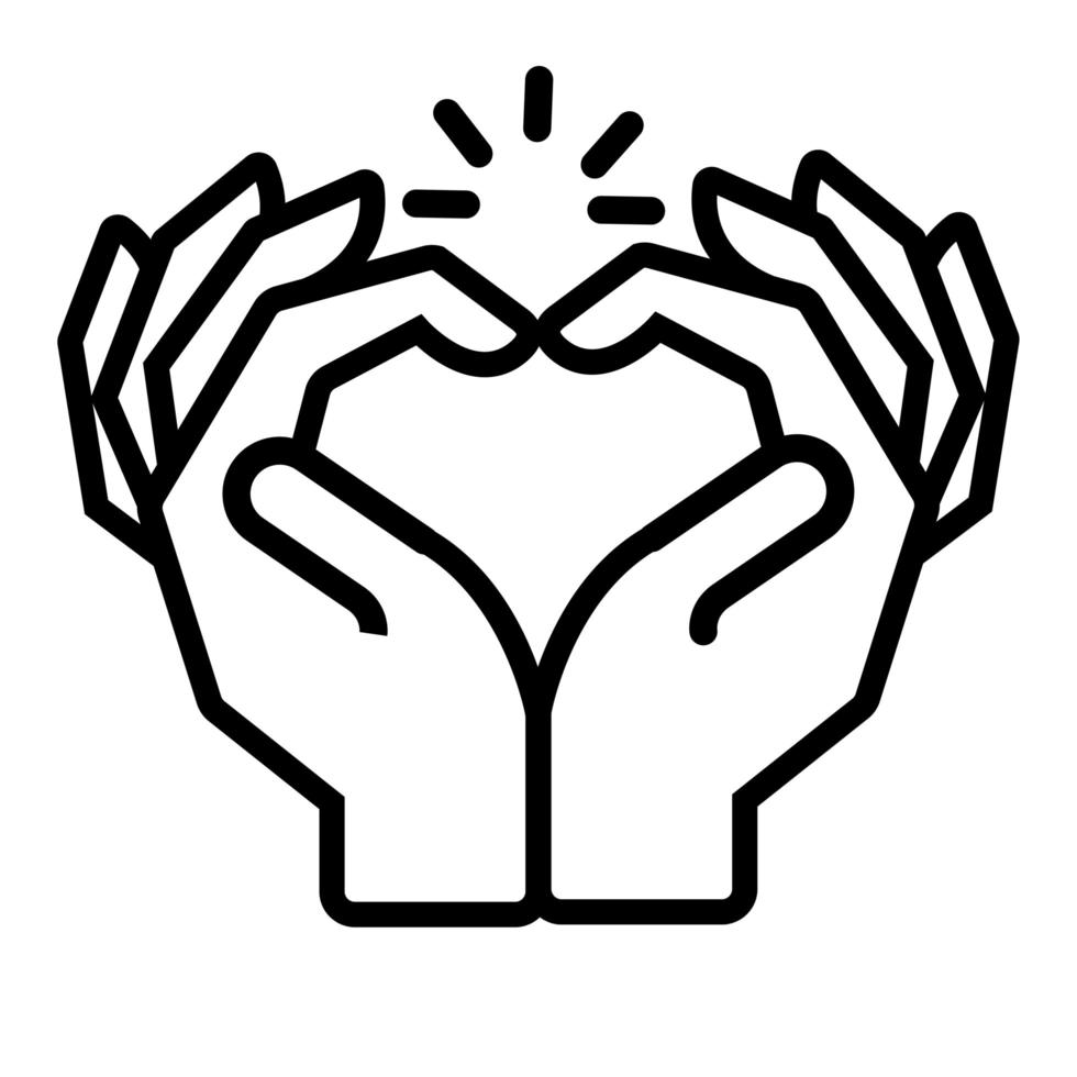 hands taking heart signal line style vector