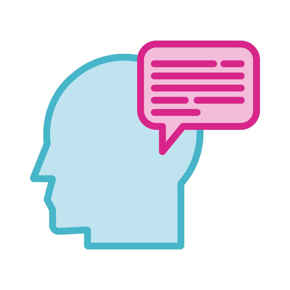 human profile with speech bubble line and fill style icon vector