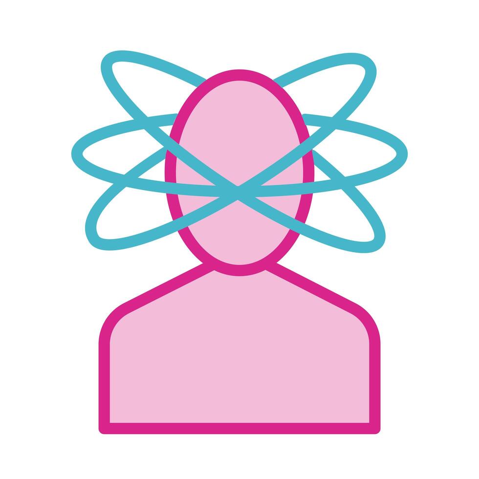 human with mind deviating line and fill style icon vector