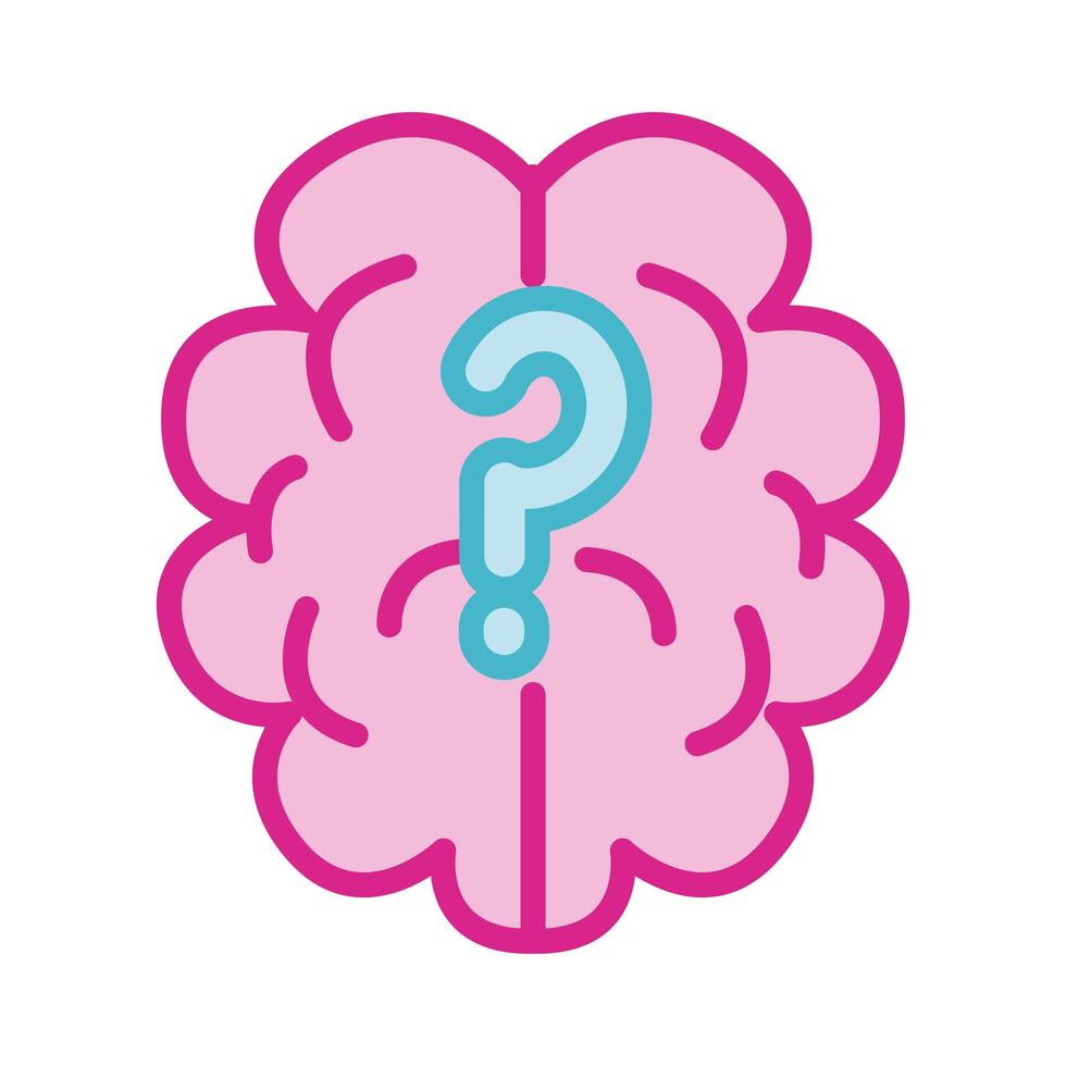 brain human with interrogation symbol line and fill style icon vector