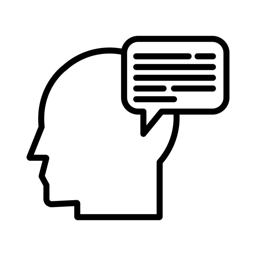 human profile with speech bubble line style icon vector