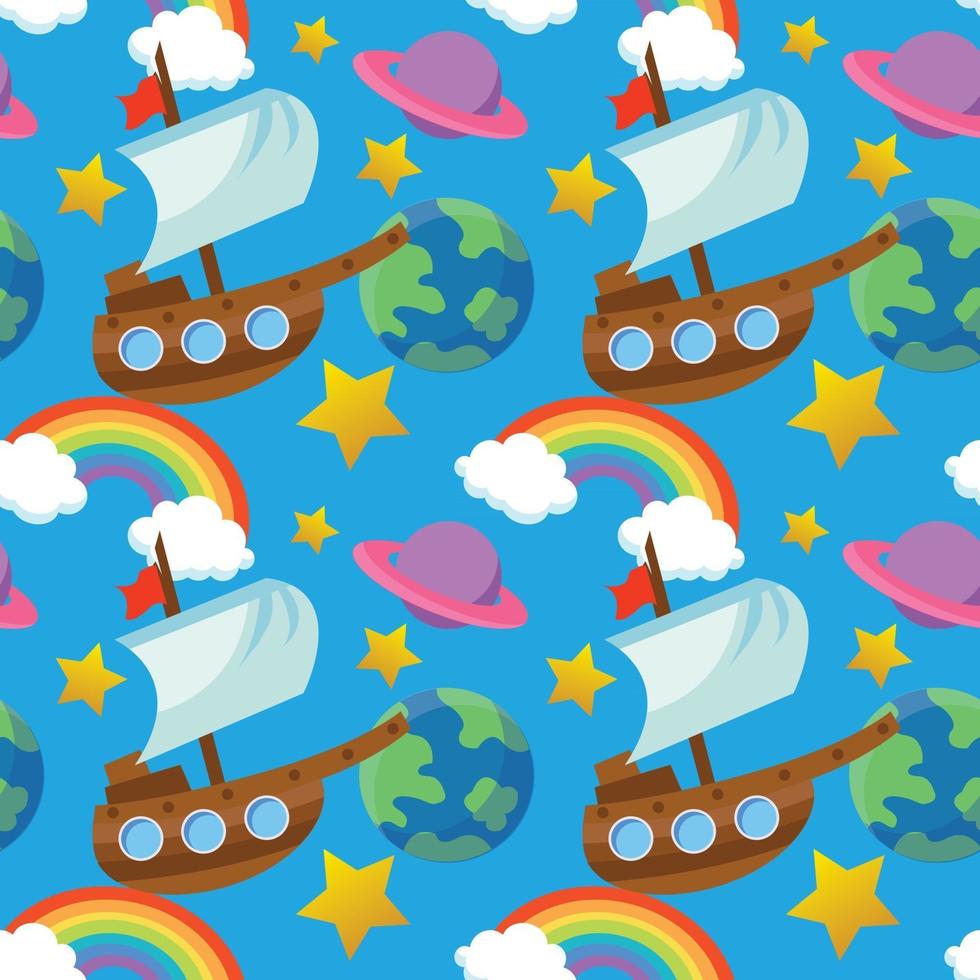 Boat toy pattern vector