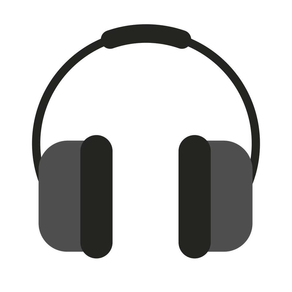 icono de estilo plano de audio de auriculares vector