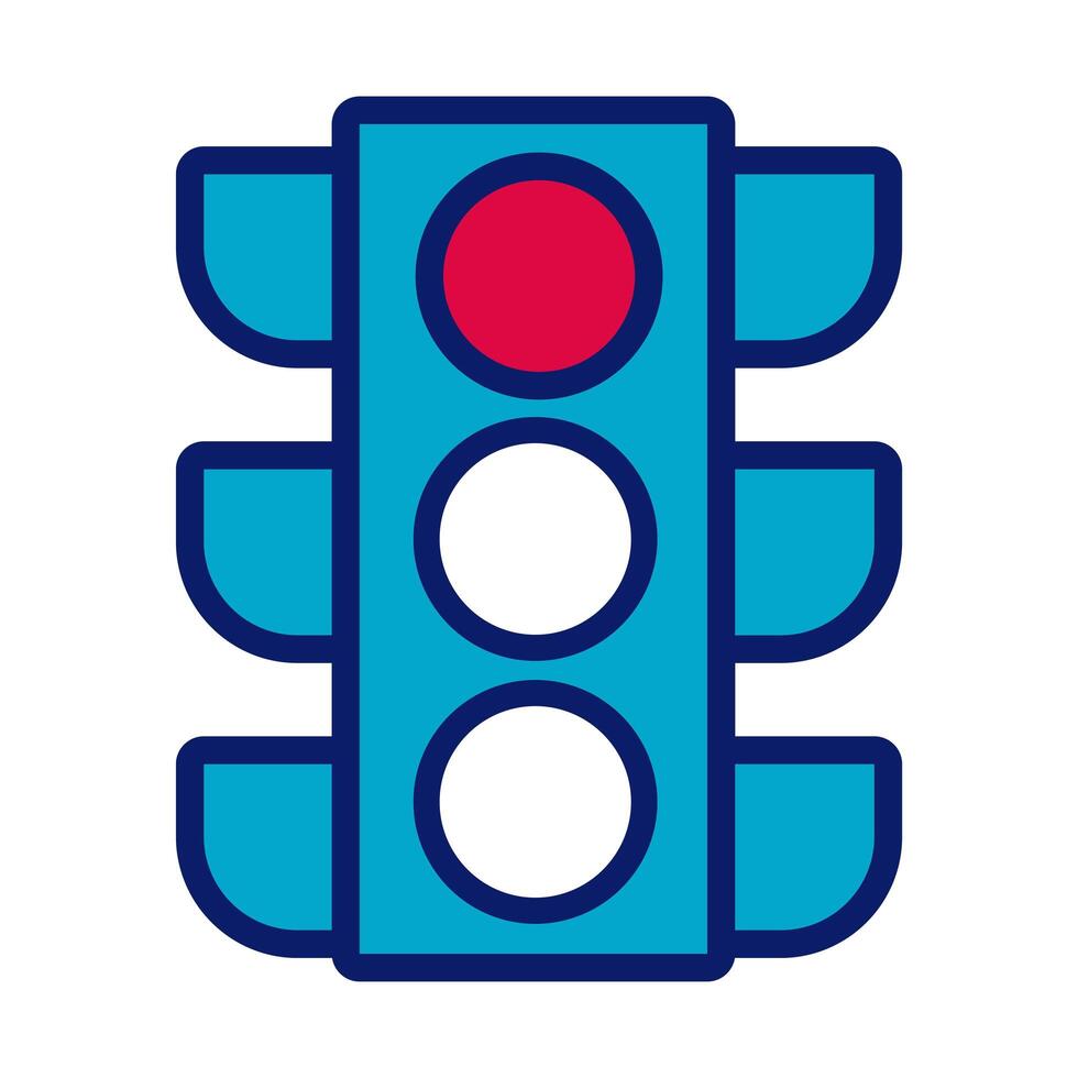 traffic light line and fill style icon vector