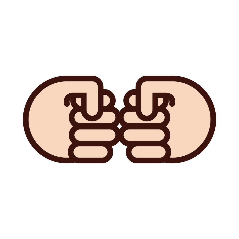 hands bumping fists signal line and fill style vector