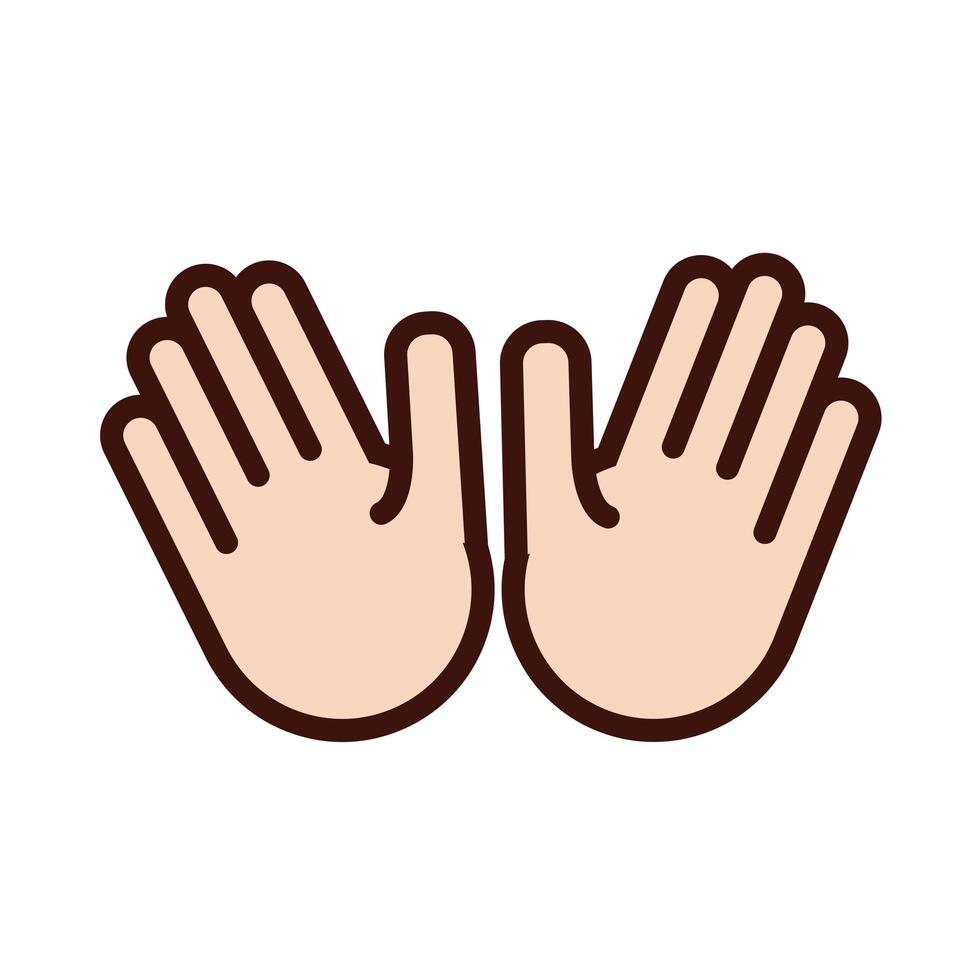 ten hands signal line and fill style vector