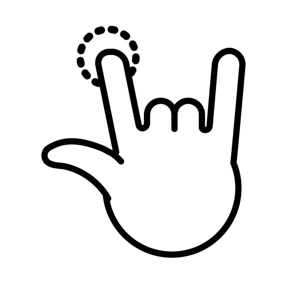 estilo de línea de señal de mano de rock and roll vector