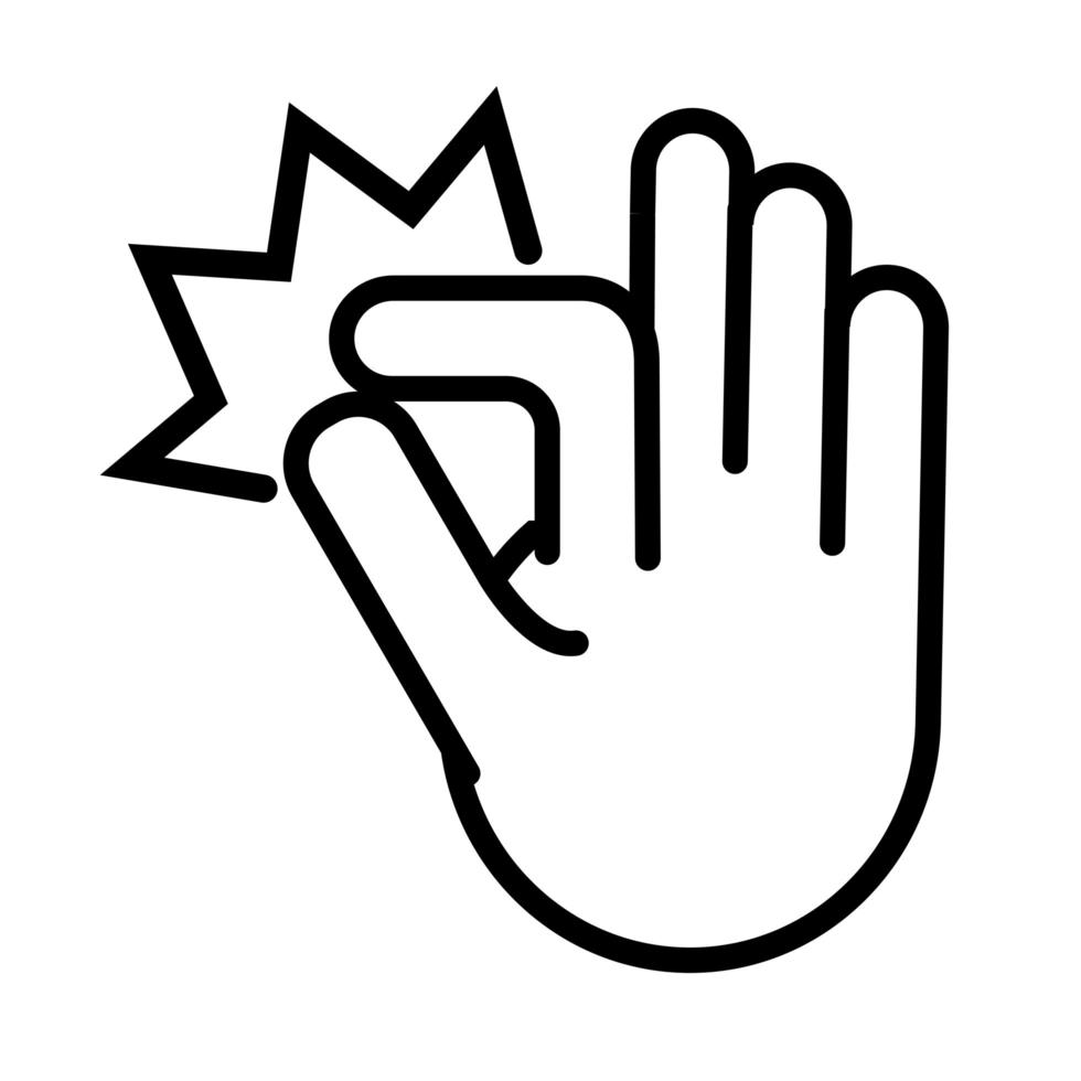 hand snapping fingers signal line style vector