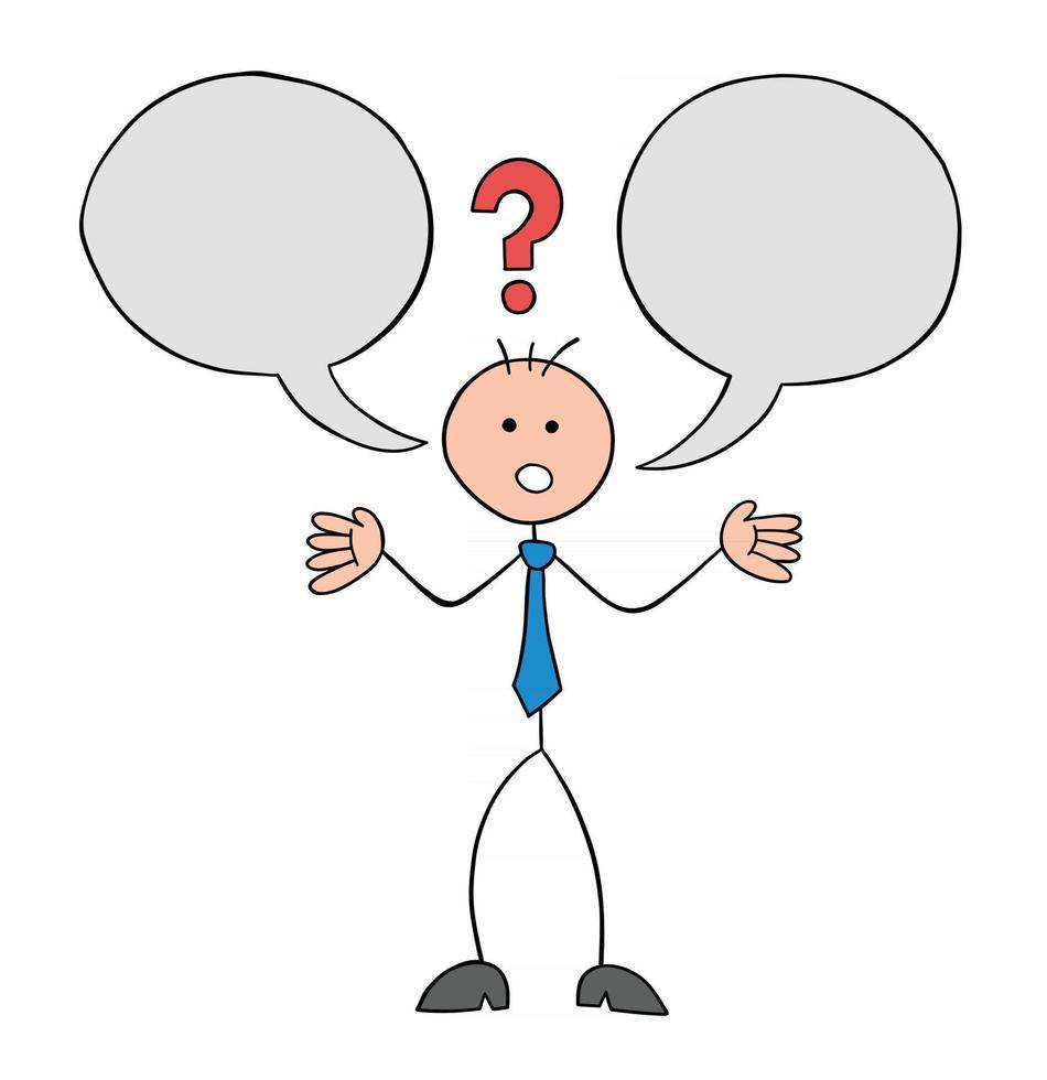 Stick Man Thinking Question  Great PowerPoint ClipArt for Presentations 