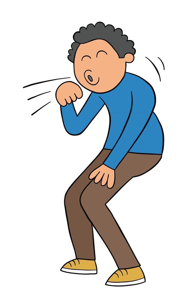 Cartoon Man Coughing Vector Illustration