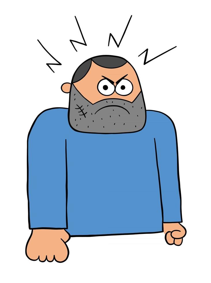 Cartoon Angry Bad Man Vector Illustration