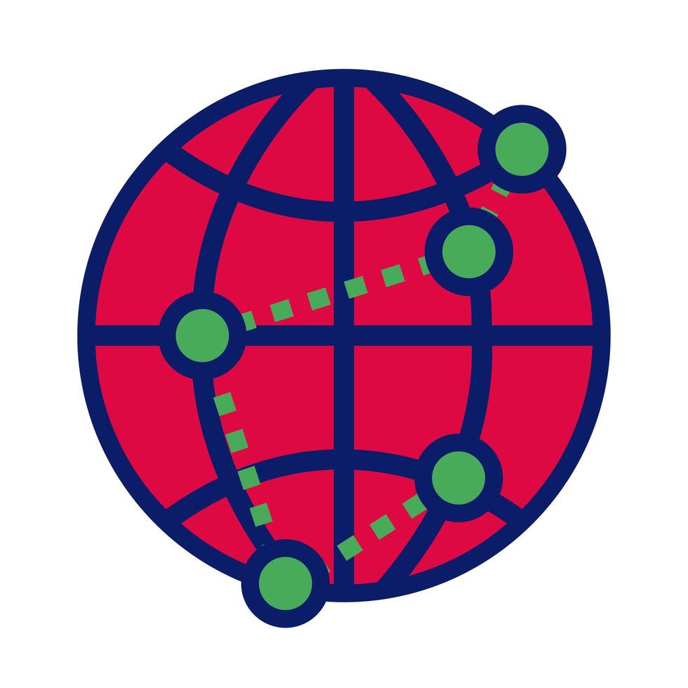 sphere planet with points location line and fill style icon vector