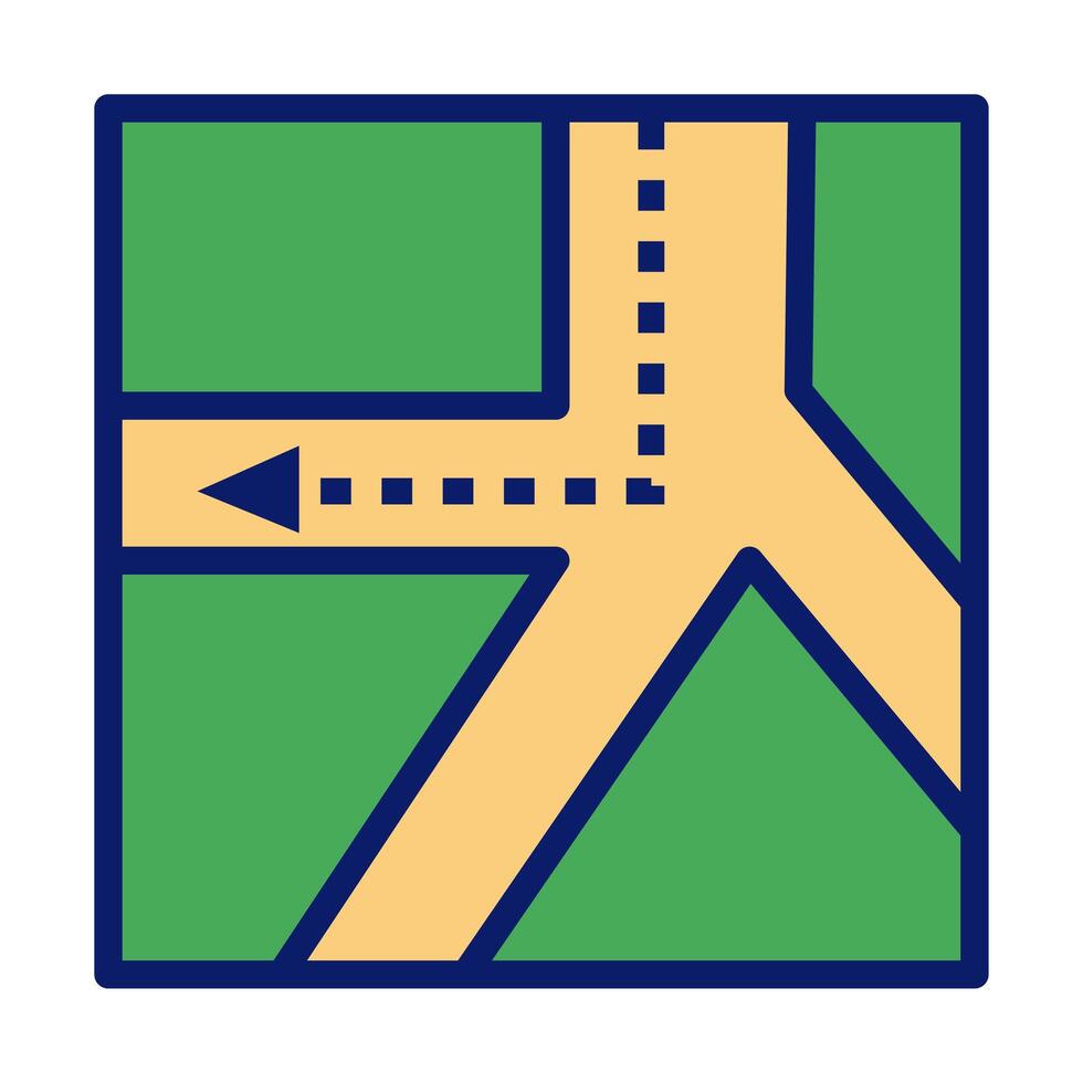 paper map guide with arrow line and fill style icon vector