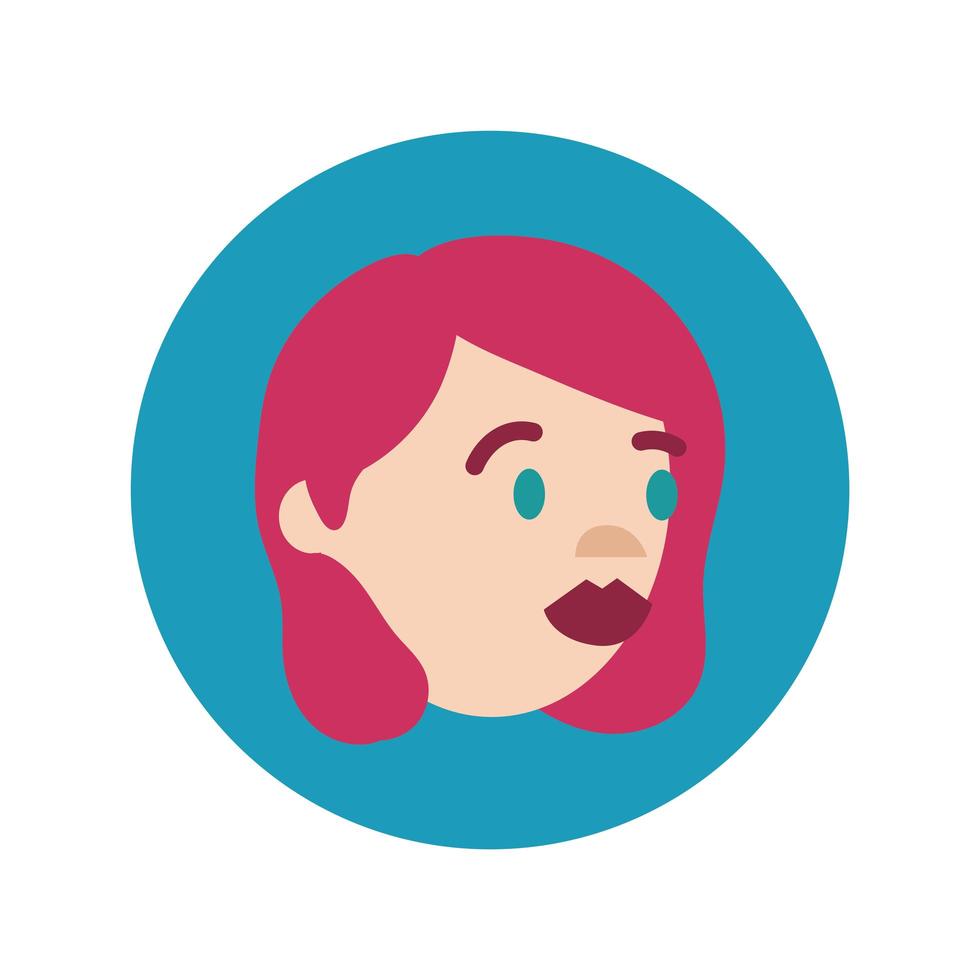 woman head character block and flat style icon vector