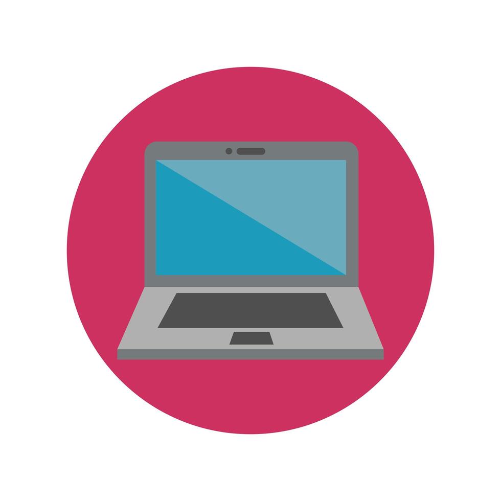 laptop computer block and flat style icon vector