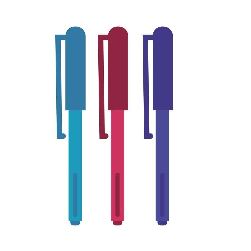 bolígrafos de colores suministros icono de estilo de línea vector