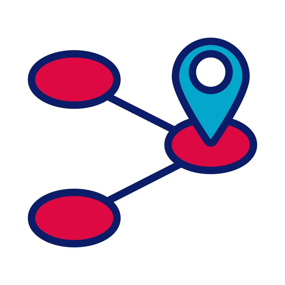 línea de ubicación del puntero pin e icono de estilo de relleno vector