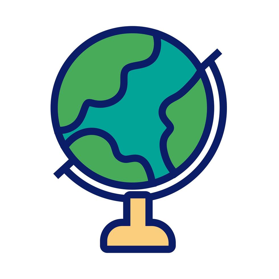 world planet earth line and fill style icon vector
