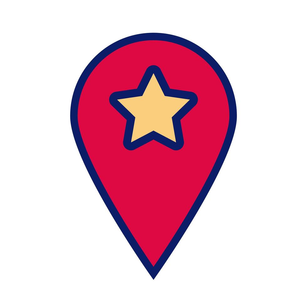 pin pointer location with star line and fill style icon vector