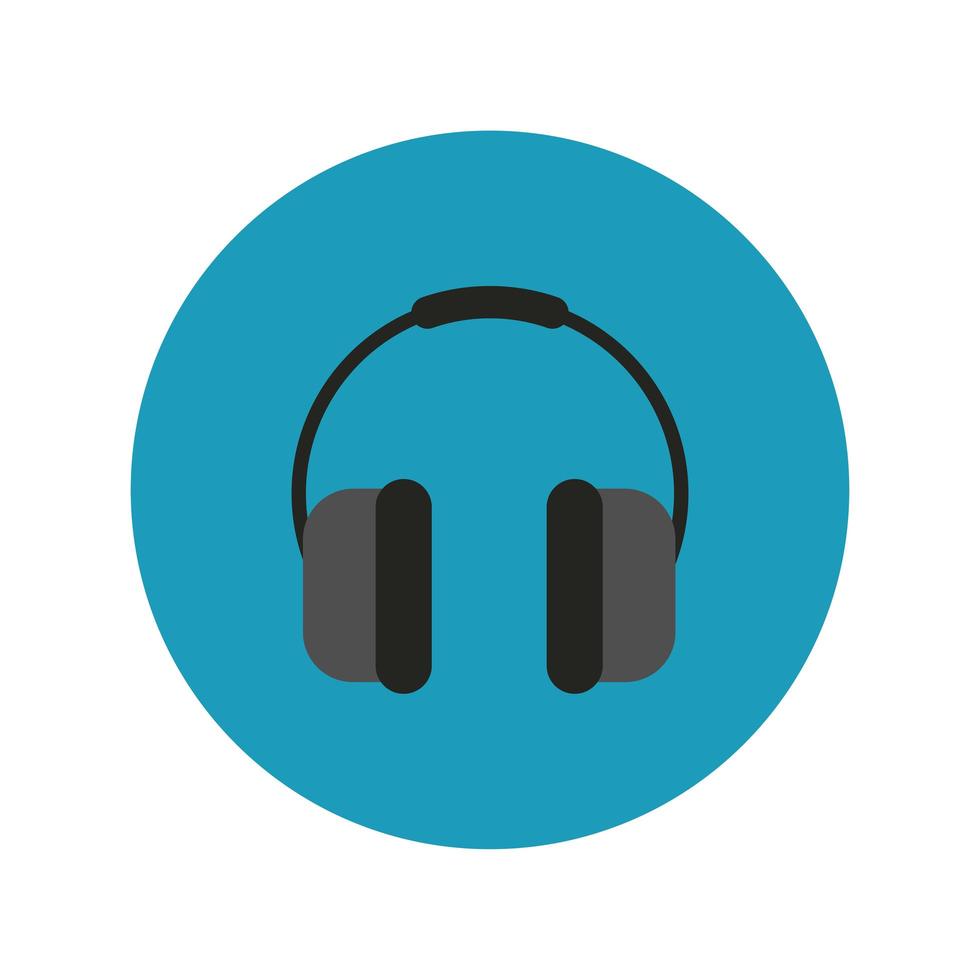 earphones audio block and flat style icon vector