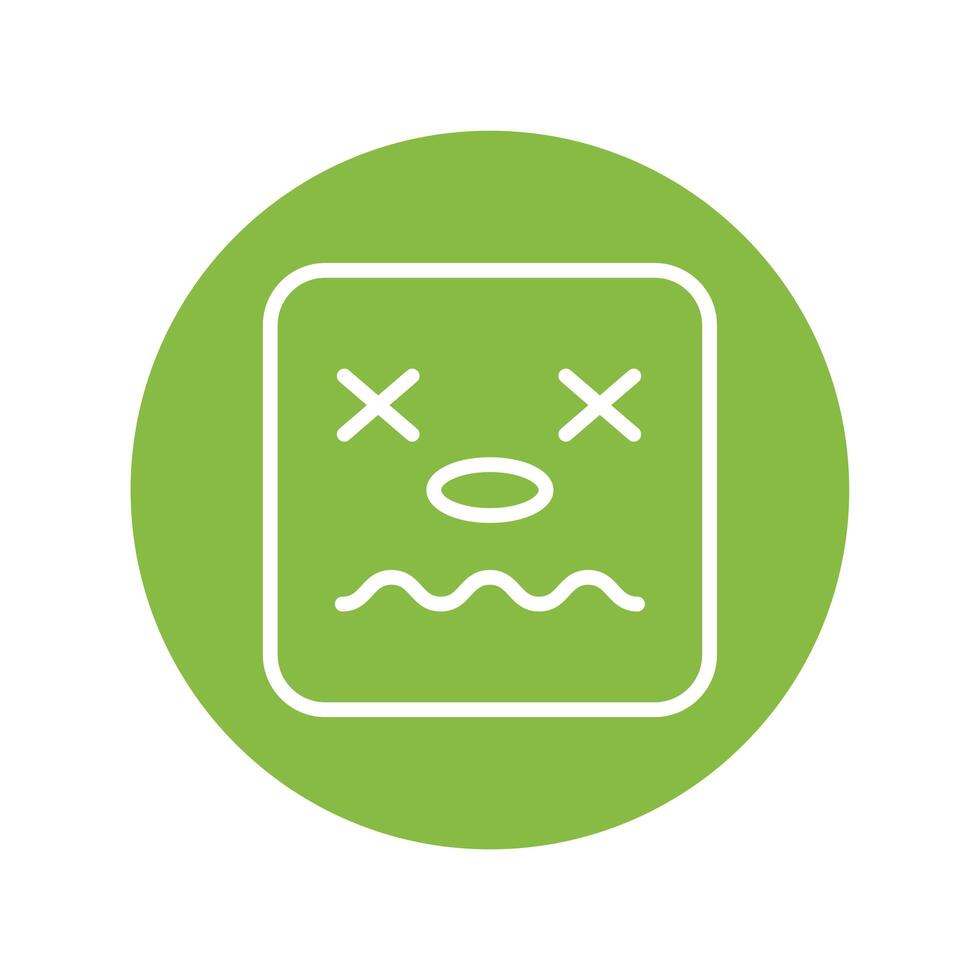 square emoji crazy face line style icon vector