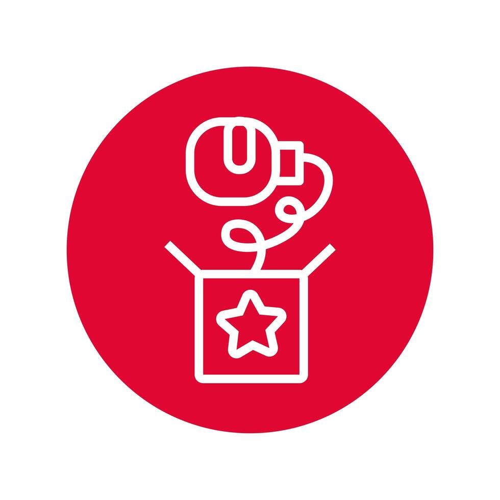 surprise box with boxing glove april fools day line style icon vector