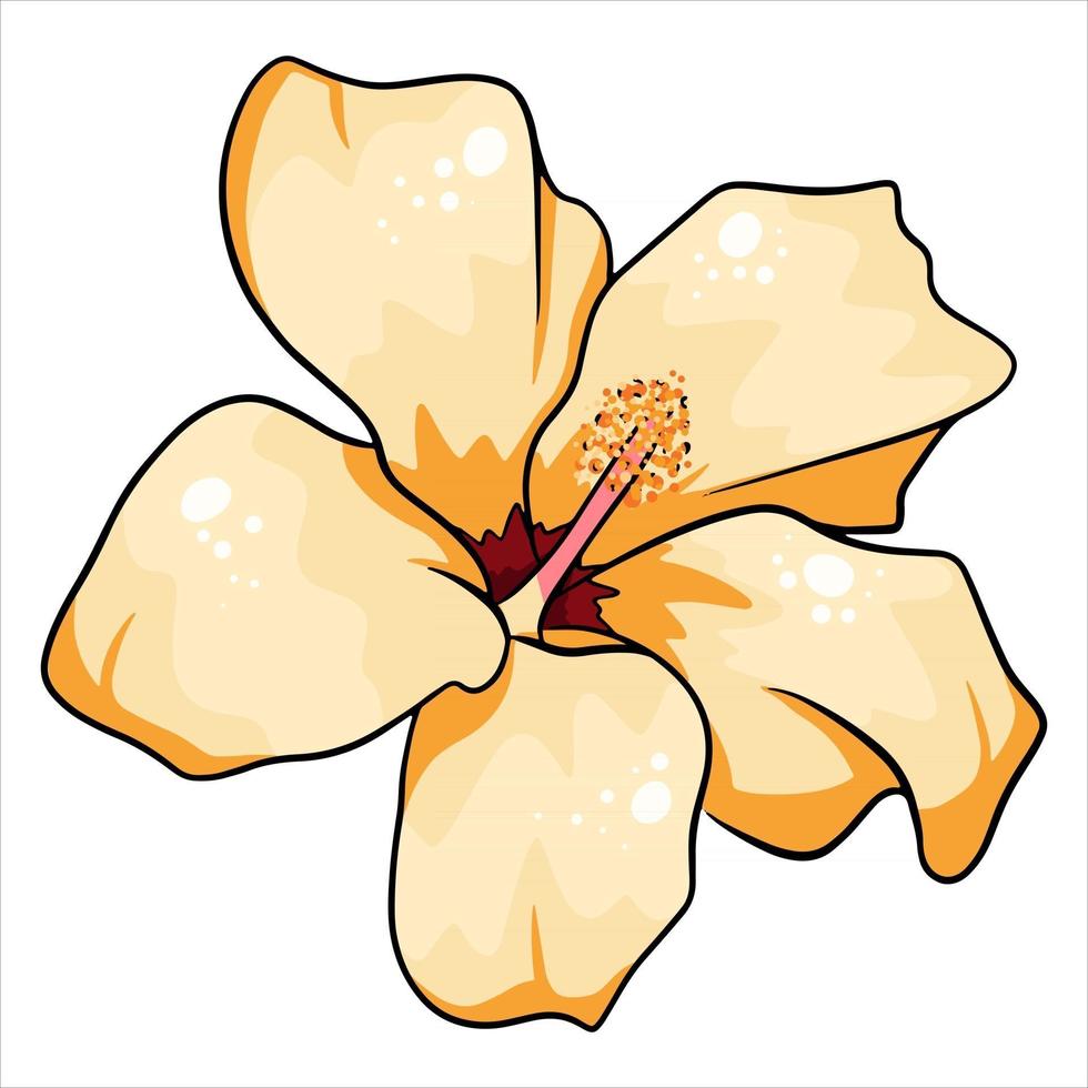 Tropical plant bright flower in cartoon style vector