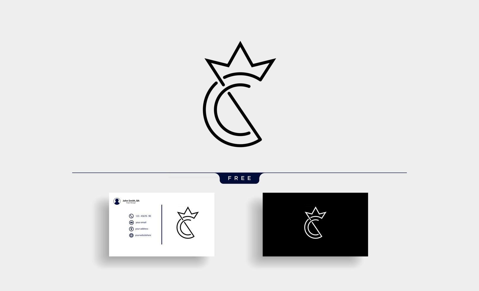 C King Royal Logo Design Vector illustration free business card design