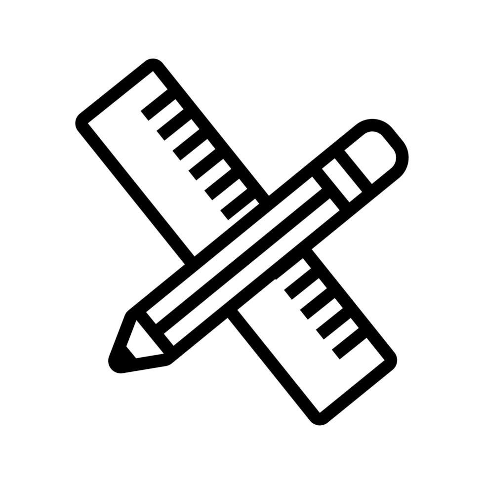 pencil and rule school supply line style icon vector