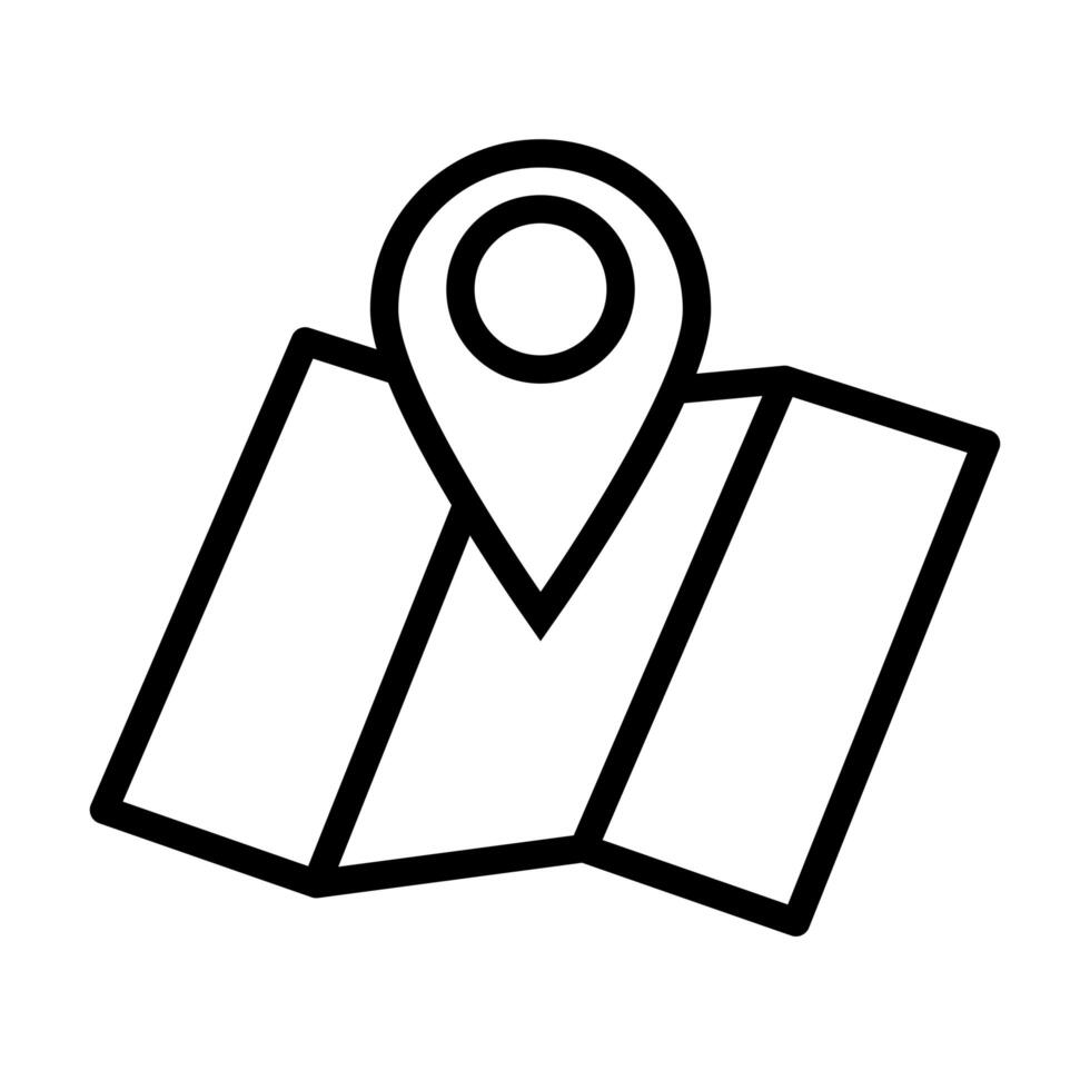 paper map guide with pin location line style icon vector