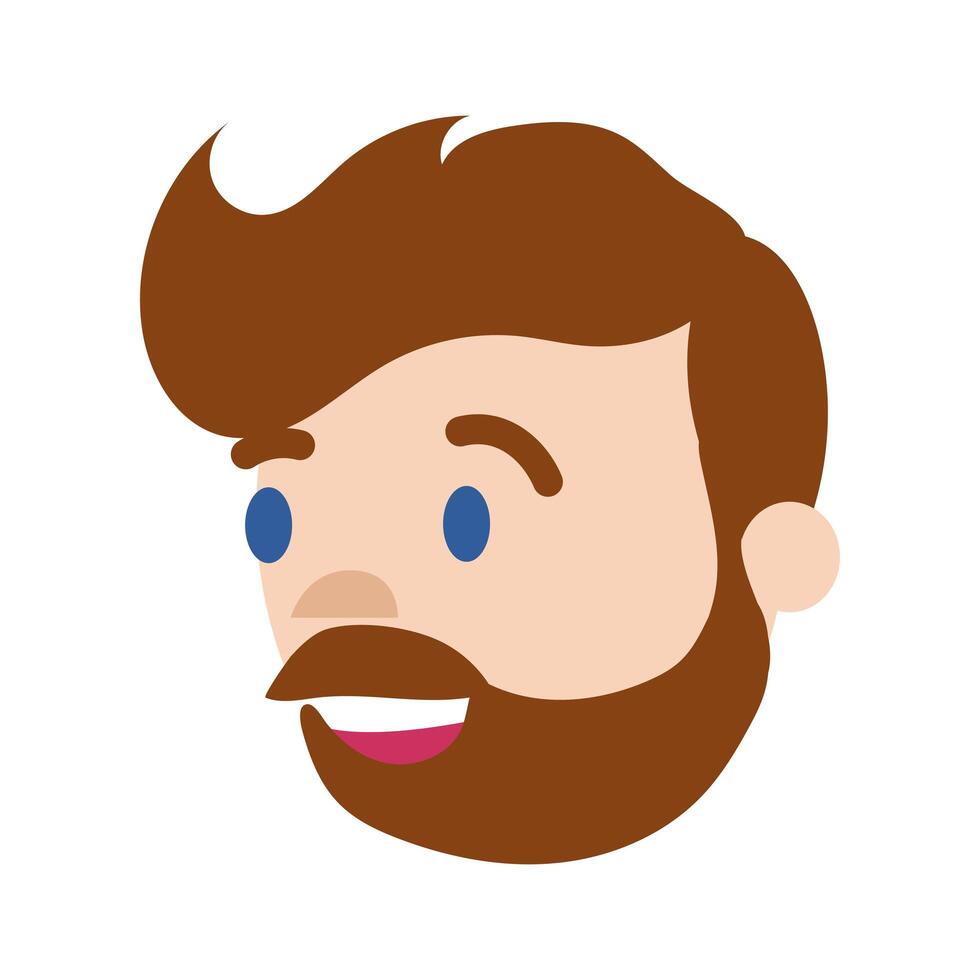 man with beard head flat style vector